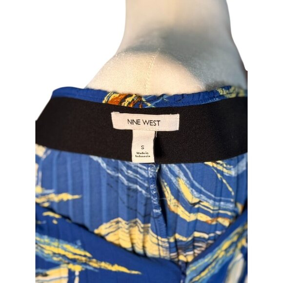 Nine West Womens Size S Blue & Yellow Abstract Print Midi Skirt - Picture 5 of 9